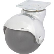 Roulette décorative à platine pivotante caoutchouc noir Ø50mm - Charge supportée 45 kg - GUITEL.M