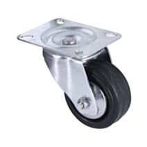 Roulette pivotante à platine caoutchouc noir Ø80mm charge 80kg - CIME
