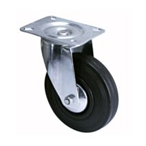 Roulette pivotante à platine caoutchouc noir Ø125mm charge 125kg - CIME