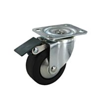 Roulette pivotante à platine avec frein caoutchouc noir Ø50mm charge 50kg - CIME