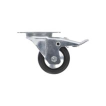Roulette pivotante à platine avec frein caoutchouc noir Ø80mm charge 80kg - CIME