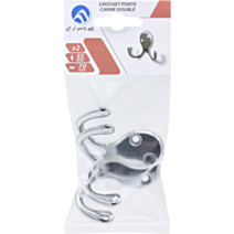 Crochet porte canne doubleH H55 mm zamak nickelé x2 - CIME