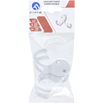 Crochet porte canne doubleH H55 mm zamak blanc x2 - CIME