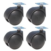 Lot de 4 roulettes d'ameublement à platine pivotante - Charge admissible 25kg.  Ø40mm - CIME