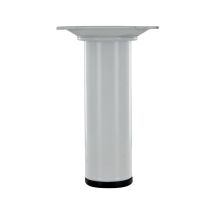 Pied rond D30mm Acier blanc. H.100mm
