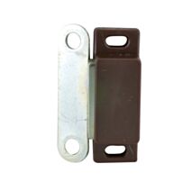 Lot de 8 loqueteaux magnétiques rectangulaires à visser à pattes force 4kg pour porte de meuble plastique ferrite et acier brun