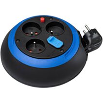 Enrouleur de câble Design-Box CL-S noir/bleu 3 prises + 2 prises-chargeur USB 3m - BRENNENSTUHL