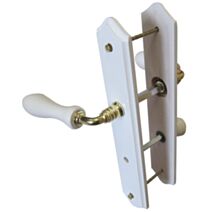 Poignées de porte à verrou bois blanc entraxe 195mm - 1ER