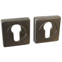 Set de 2 rosaces à cylindre carré zamack nickelé 50 x 50 mm - CHAINEY