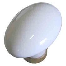 Bouton ovale simple porcelaine blanc 6mm - CHAINEY