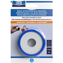 Ruban d'étanchéité PTFE gros diamètre 19 mm / blister - GEB