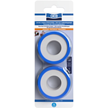 Lot de 2 rubans PTFE standard 13 mm x 12 m - GEB
