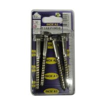 Tirefonds tête hexagonale inox A2 L.80 ø8mm - Les 4 pièces