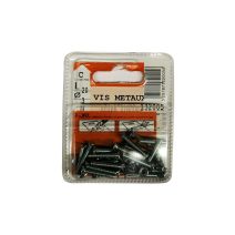 Vis métaux tête fraisée acier zingué 20x3mm - 24 pièces