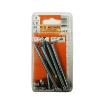 Vis métaux tête fraisée acier zingué L.80 ø6mm - Les 5 pièces