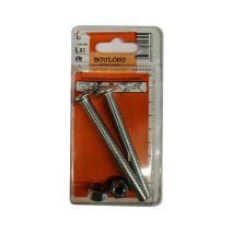 Boulons poêlier acier zingué 8x80mm - Les 2 pièces