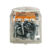 Boulon 6 pans acier zingué L.35 ø10mm - Les 15 pièces