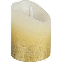 Bougie Lueur Ø7,5x10cm Blanc/Or - MATHIAS