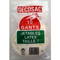 10 gants jetables en latex poudrés taille 7