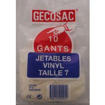 10 Gants vinyle ambidextres jetables - Taille 7