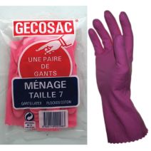 Paire de gants ménagers T7 latex flockés coton