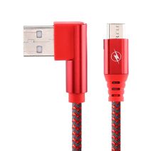 Cordon Micro USB rouge coudé - 1m - FPE