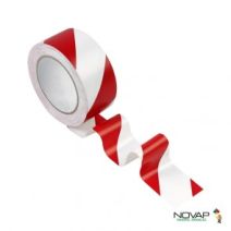 Ruban adhésif hachuré rouge/blanc 50mm 33m