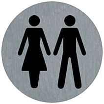 plaquette signalétique série alu brossé diamètre 75 mm toilettes h/f - NOVAP
