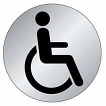 Plaquette signalétique série alu brossé diamètre 75 mm "toilettes handicapés" - NOVAP