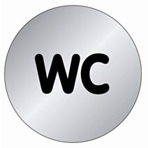 Plaquette signalétique série alu brossé diamètre 75 mm "WC" - NOVAP