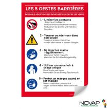 Panneau adhésif Les 5 gestes barrières 210x297mm