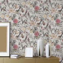 Papier Peint Vinyle Intissé Jardin Anglais 10,05x0,53m Rose - LUTECE