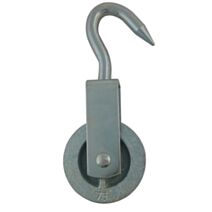 Poulie de hissage a crochet aciergalva galet fonte ø75mm 