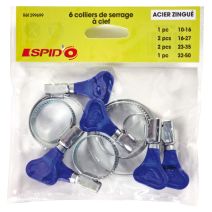 6 colliers de serrage bande acier serrage à clefs - SPID'O