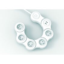 Multiprise articulée 5 prises 2p+t avec 2 ports usb