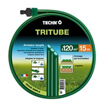 Arroseur souple Tritube vert 15 m avec raccords - TECHNO