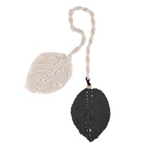 Embrasse double feuille à nouer beige/noir 67cm