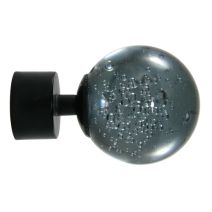 Embout de barre à rideau boule à bulles verre fumé Ø28 noir mat MOBOIS