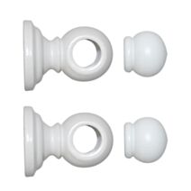 Pack 2 embouts boule bois Ø11 + 2 supports modernes à visser ou adhésifs laqué blanc MOBOIS