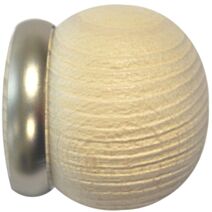 2 embouts boule mini bois/métal Ø28 chêne blanchi