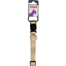 Collier nylon réglable coloris unis beige largeur 15 mm Tour de cou 25,5 cm à 40 cm