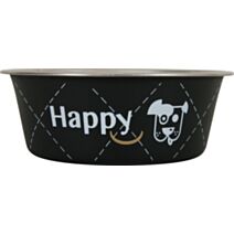 Ecuelle inox Happy diamètre 14 cm pour chiens 400 ml Noir