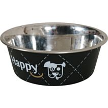 Ecuelle inox Happy diamètre 21 cm pour chiens 1,5 L Noir
