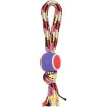 Jouet chien corde et balle tennis - poignée - 40cm