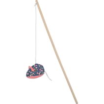 Canne à pêche jouet souris bambou motif fleur recyclé bleu - ZOLUX