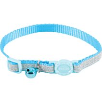 Collier nylon chat Shiny 17 à 30cm bleu