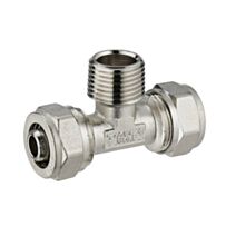 Raccord multicouche à compression (à visser) té ø16 - mâle au centre 15x21 - NOYON & THIEBAULT