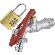 Robinet extérieur 1/4 de tour cadenassable + cadenas à 3 chiffres - NOYON & THIEBAULT
