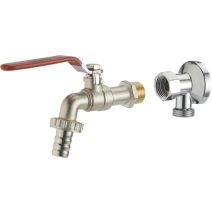Kit robinet extérieur laiton nickelé + Applique murale écrou tournant chromé - NOYON & THIEBAULT