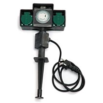 Double prise électrique extérieure programmable à piquer 230V